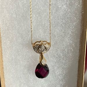 14kt Garnet and pave necklace
